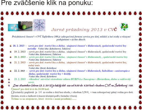 Jarné prázdniny 2013 v CVČ