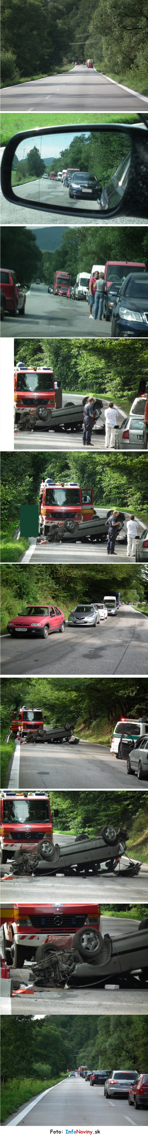 havarované auto na streche