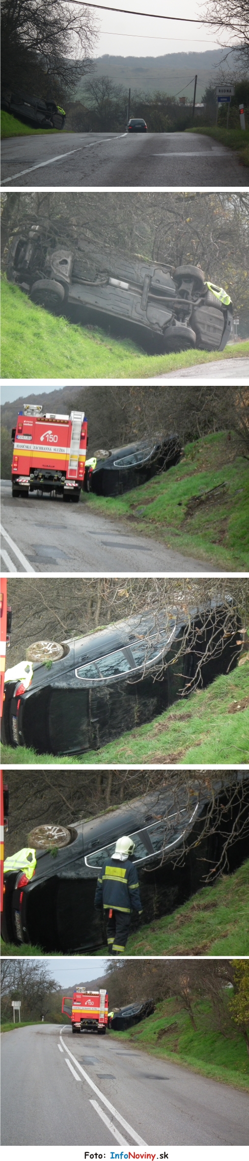 havarované auto "na streche"