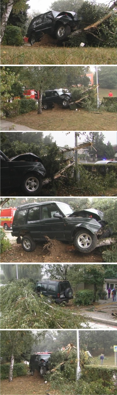 havarovaný Land Rover