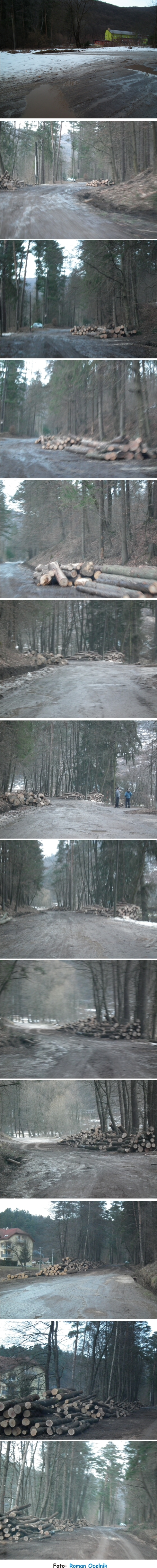 blokovana a rozbita vozovka Roznava huta